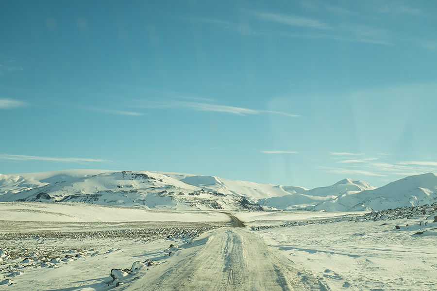 Our view of the glacier from inside our super jeep.